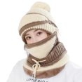 thumbnail image 2 of Dengjunhu 3pcs/Set Fashion Women Winter Knitted Hat Thickened Woolen Cap with Warm Mask and Neck Scarf, 2 of 7
