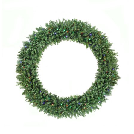 6' Pre-Lit Buffalo Fir Commercial Artificial Christmas Wreath - Multi LED Lights