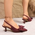 thumbnail image 4 of Miluxas Closed Pointed Toe Slingback Kitten Heels Comfortable Dressy Pump Shoes Wine 6(37), 4 of 9