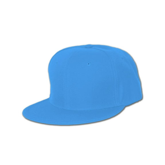 Plain Fitted Flat Bill Hat, Solid and Neon Colors , Sky Blue  7 5/8