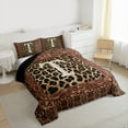 thumbnail image 3 of jejeloiu Cheetah Monogrammed T Queen Comforter Set,Brown Victorian Flower Bedding Comforter Set For Men Women Reversible 3pcs, 3 of 8