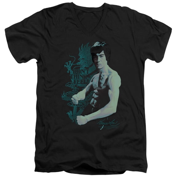 Bruce Lee Feel S/S Adult V-Neck T-Shirt Black