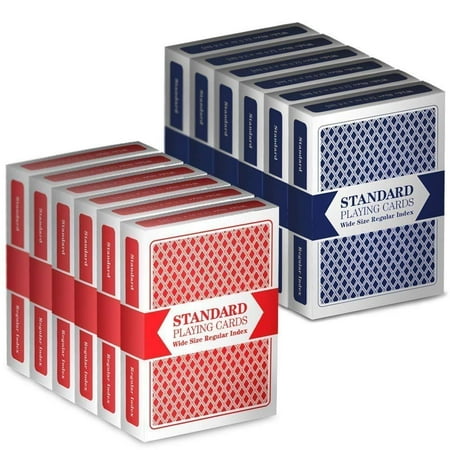 Poker Cards Set 12 Decks (6 Red/6 Blue) Wide-Size, Regular Index Playing Cards Set – Plastic-Coated, Classic Poker Size, VALUE PACK: Set of 12 Casino Special No. 99 playing cards.., By Brybelly ()