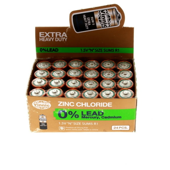 24pc VINNIC N Size Batteries 4001 810 910A A910 AM5 PC9100 UM5 VLR1 PED