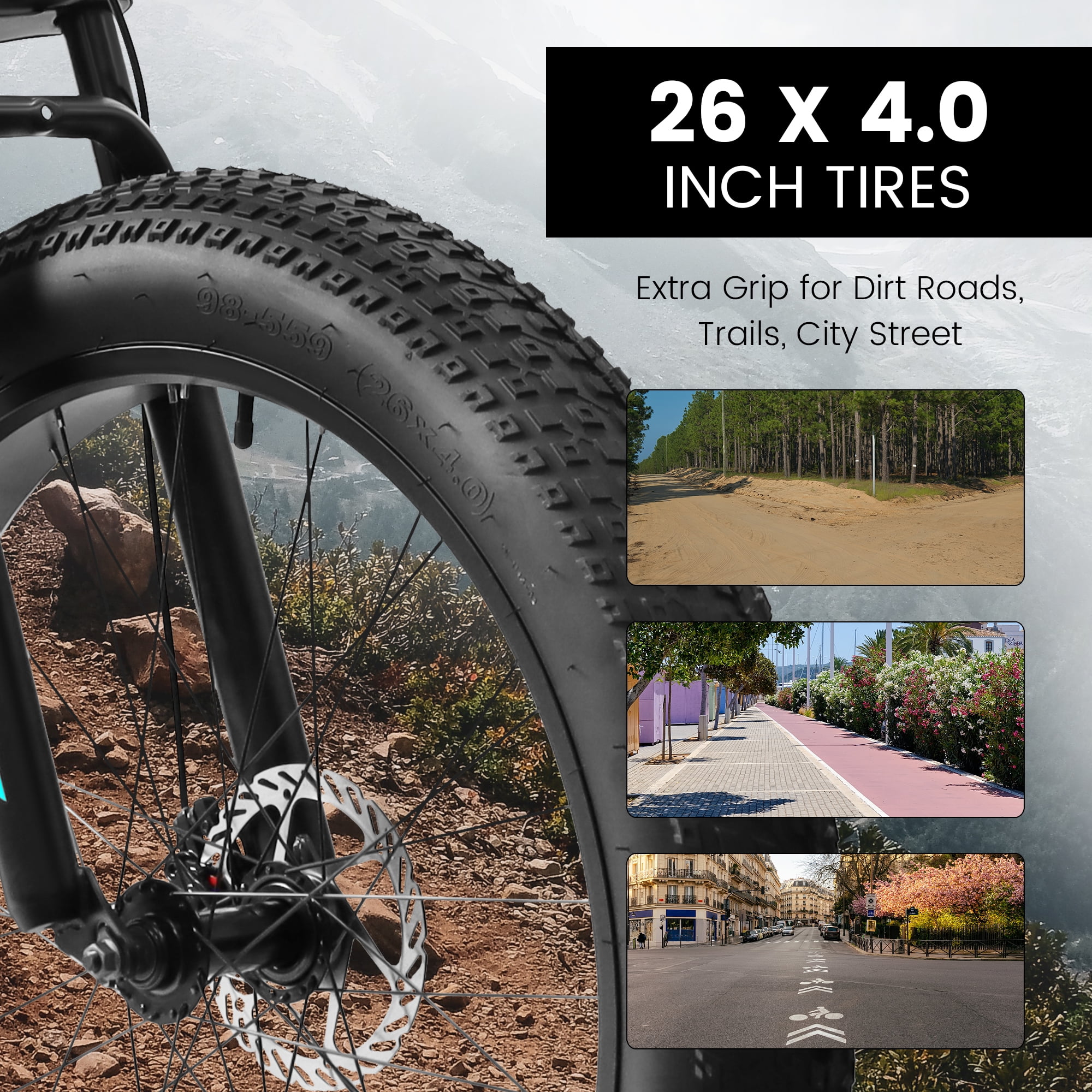 Ambifirner 26" Fat Tire Mountain Bike with Full Suspension - 4" Wide All-Terrain Tires & Shimano 21-Speed Drivetrain - Outdoor Bike for Men/Women 85% Pre-Assembled Durable Design
