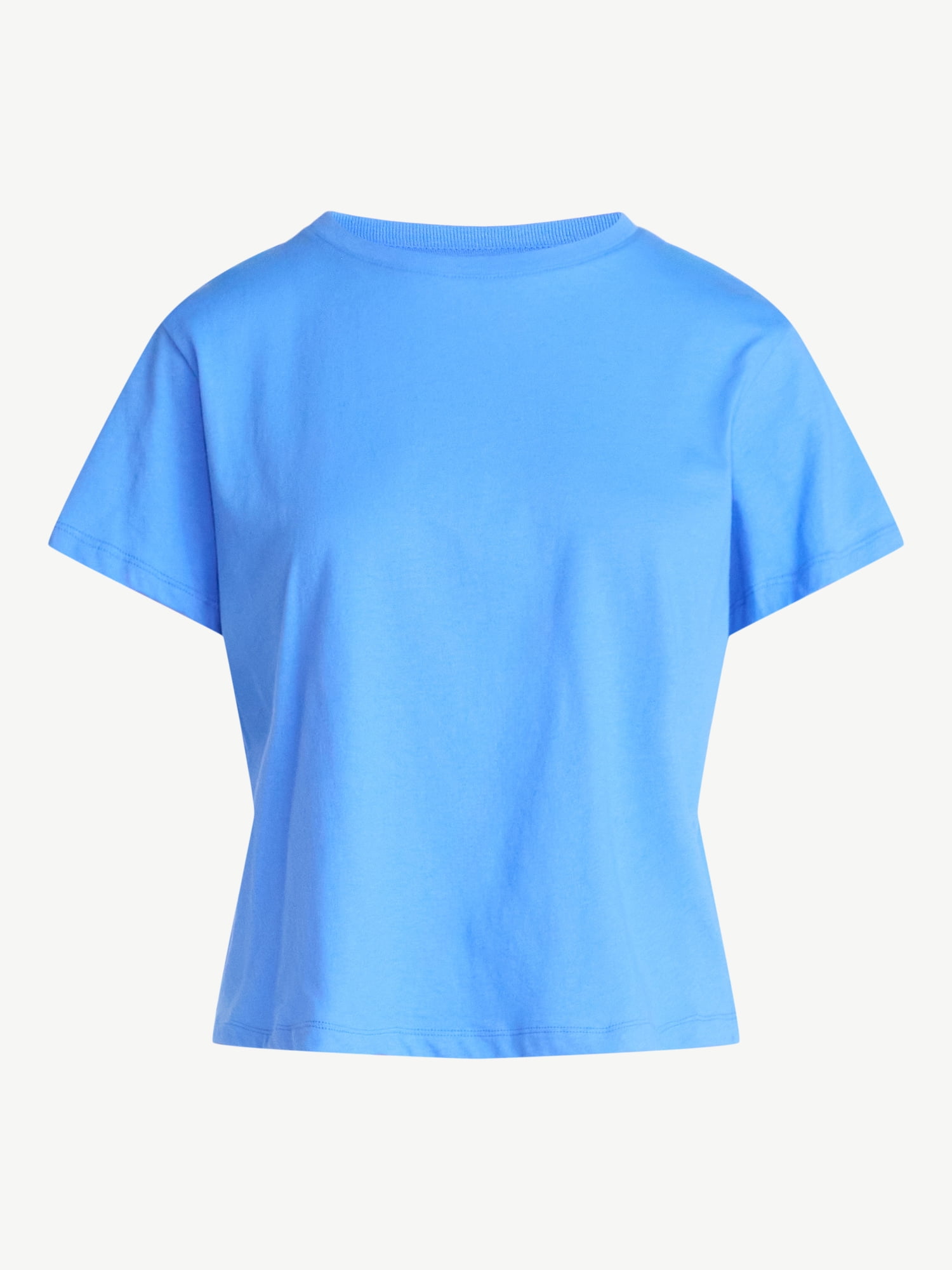 Free Assembly Women's and Women's Plus Cotton Cropped Boxy Tee with Short Sleeves, Sizes XS-4X