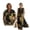 Black Gold Horse, variant on FOR U DESIGNS Blue Clouds Print Linen-Style Couple Matching Outfits Men's Button Up Shirt and Women's Sleeveless Maxi Sundress with Pocket