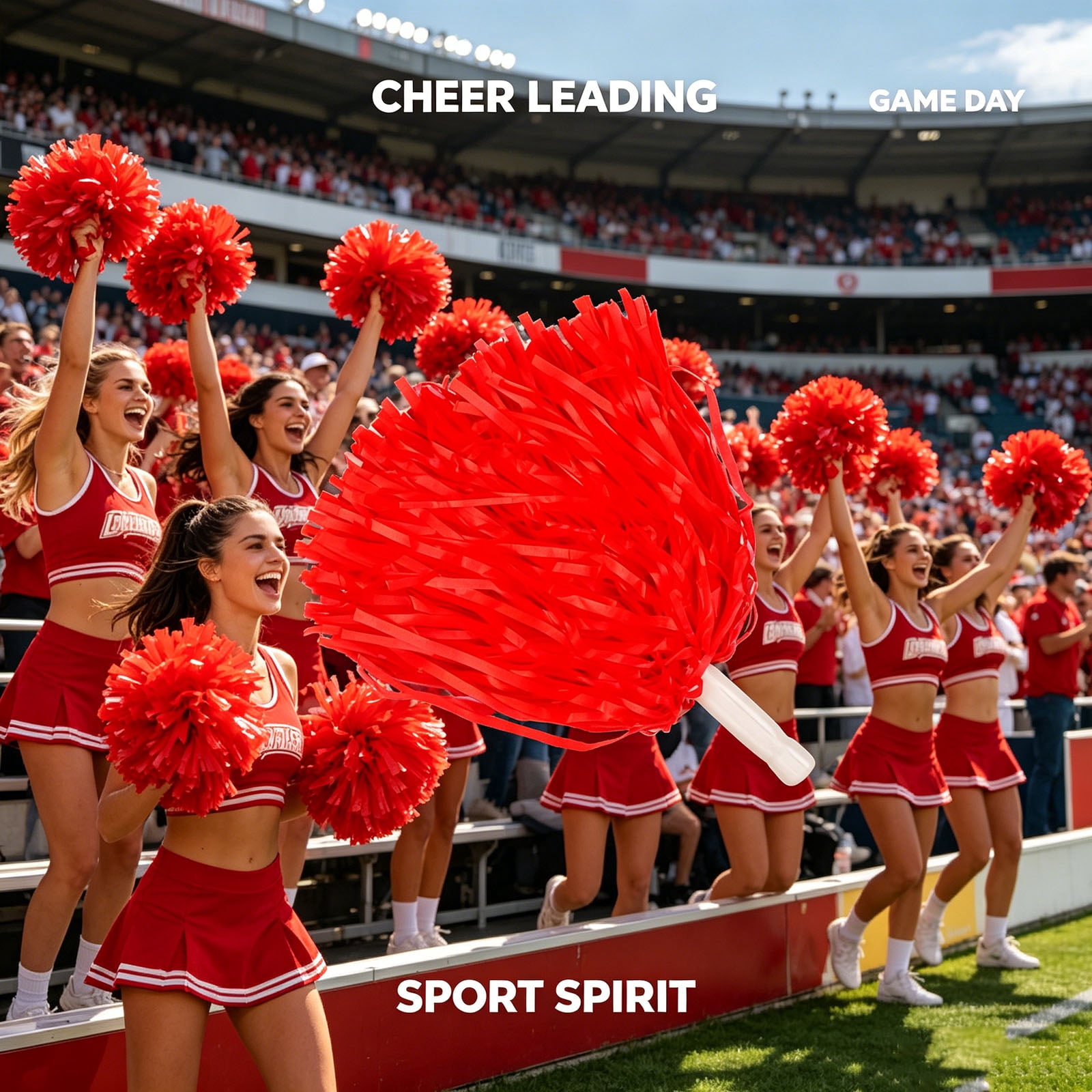 Matte Cheerleading Pom Poms - Soft Plastic with Baton Handle for Sports & Parties(12PCS)