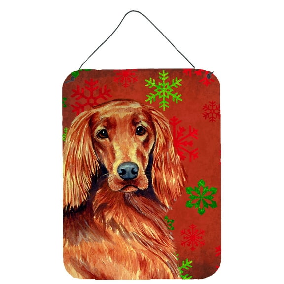 Irish Setter Red and Green Snowflakes Holiday Christmas Wall or Door Hanging Prints