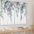 thumbnail image 3 of Eucalyptus Blue Purple Leaves Kitchen Curtains Botanical Floral Plant Small Short Cafe Window Curtains Flower Rod Pocket Bathroom Window Drapes Treatment Tier Curtains 2 Panels (26x36 Inch), 3 of 6