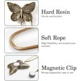 thumbnail image 3 of Curtain Tie Magnetic, 1 Pair Vintage Butterfly Resin Flower Curtain Drapery Holdback Retro Window Curtain Decorative Buckle Holder for Home Office Cafe Balcony, Gold, 3 of 14