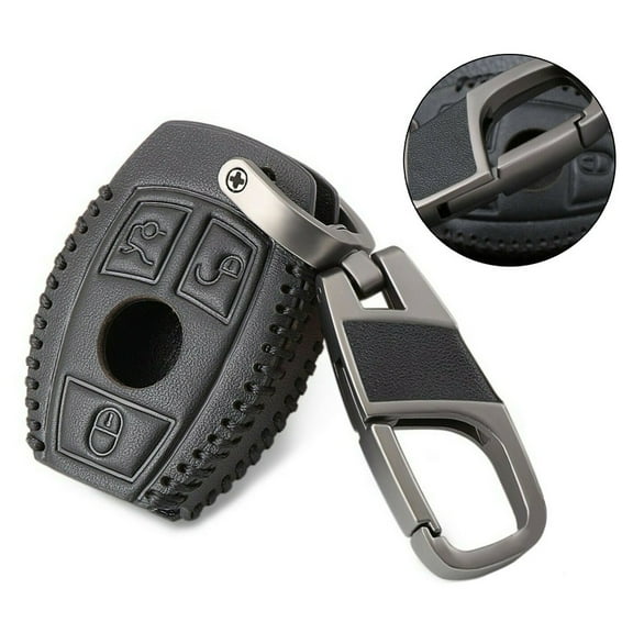 Car Black Leather Remote Key Fob Cover Case For Mercedes Benz AMG W203 W210 W211
