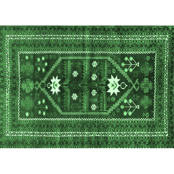 Ahgly Company Indoor Rectangle Persian Emerald Green Traditional Area Rugs, 4' x 6'
