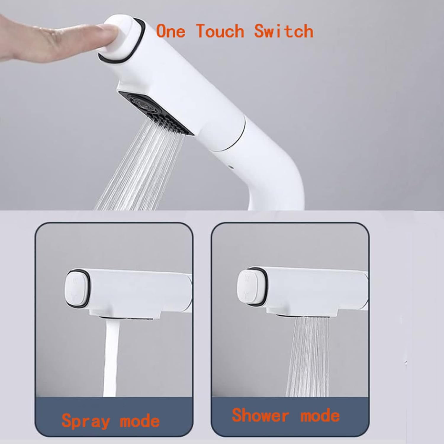 Bathroom Faucet with Pull Out Sprayer, Bathroom Sink Faucet Dual Function Basin Faucet, Single Hole Faucet for Bathroom Sink Brass, Bathroom Sink Faucet Single Handle,White