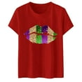 thumbnail image 4 of PMUYBHF Mode pour Femmes Hauts Décontractés Manches Courtes Col Rond T-Shirt Imprimé Ample 4558 TG, 4 of 5