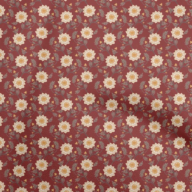 oneOone Rayon Maroon Fabric Jacobean Floral Sewing Craft Projects Fabric Prints By Yard 56 Inch Wide