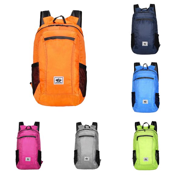 VBEWZET Foldable Lightweight Hiking Backpack, Colorful Portable Packable Daypack, Large Capacity Outdoor Travel Sports Backpack for Men Women Camping Cycling Orange