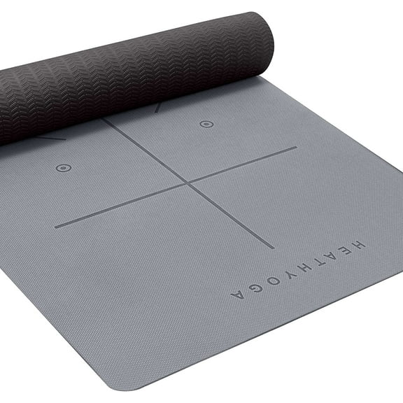 Eco Friendly Non Slip Yoga Mat, Body Alignment System, SGS Certified TPE Material - Textured Surface and Optimal Cushioning,72"x 26" Thickness 1/4"