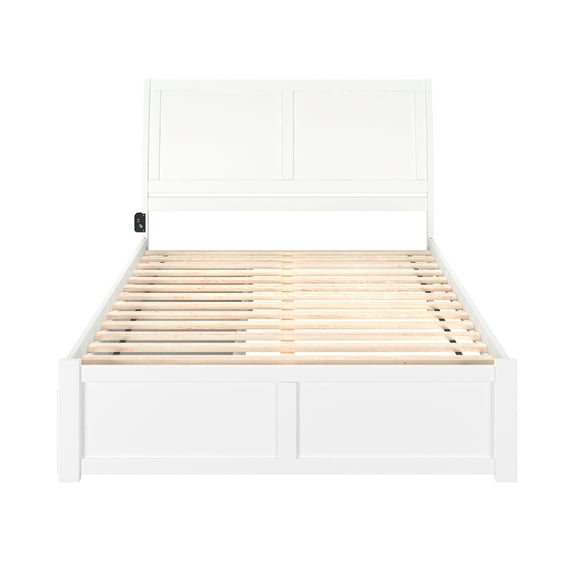 AFI Portland Solid Wood Queen Platform Bed and 2 Storage Drawers in White