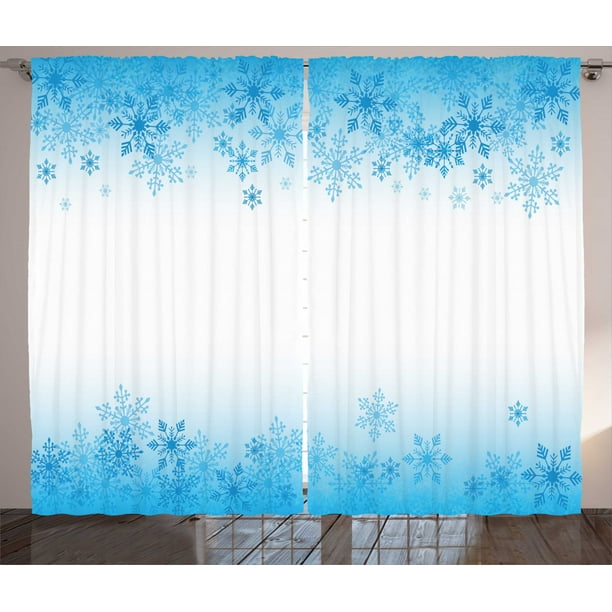 Winter Curtains 2 Panels Set Abstract Ornaments Snowflakes Cold Weather Season Frozen Water Ilration Window Ds For Living Room Bedroom 108w X 84l Inches Sky Blue White By Ambesonne Com Winter Curtains 2 Panels Set Abstract, Curtains For Cold Weather
