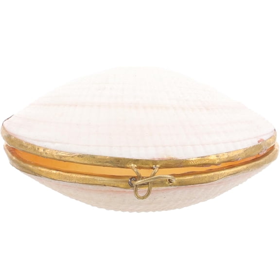 Shell Jewelry Box with Pearl Inlay Small Seashell Ring Case and Earring Organizer Decorative Trinket Box for Desktop Storage