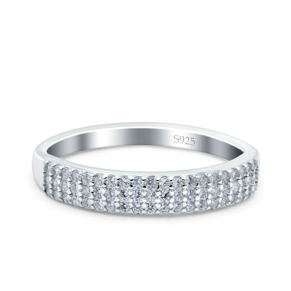 Simulated Cubic Zirconia Size-5 Half Eternity Ring Wedding Engagement Band 925 Sterling Silver