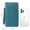 thumbnail image 4 of Womens Wallet Rfid Blocking Leather Zip Around Wallet Large Capacity Long Purse Credit Card Clutch Wristlet Lake Blue, 4 of 5