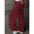thumbnail image 3 of Pantalones Acelit a cuadros casuales para mujer, primavera verano, rojo, 3 of 5