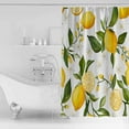 thumbnail image 2 of Lemon Summer Shower Curtain, 48" x 72", Floral Lemon Yellow Green Waterproof Bathroom Curtain Washable Shower Curtain Set with 12 Hooks, 2 of 6