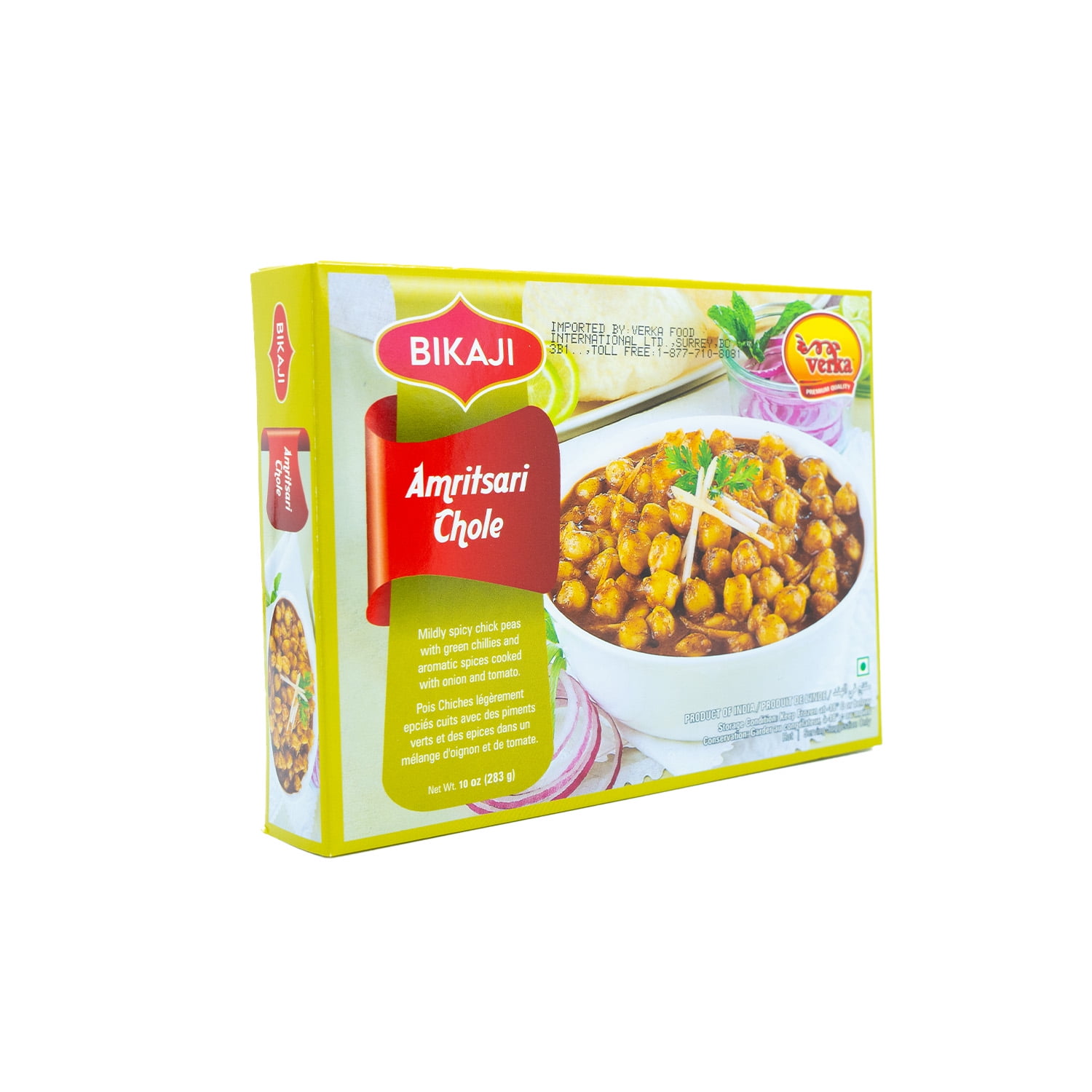 Bikaji  Frozen Amritsar est en cours d'exécution, 283g Pois chiches légèrement épicés aux piments verts et aux épices aromatiques, cuisinés avec des oignons et des tomates