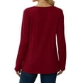thumbnail image 4 of Qaspx Sweatshirts for Women Lightweight V Neck Long Sleeve Shirts Casual Loose Ribbed Tops, 4 of 6