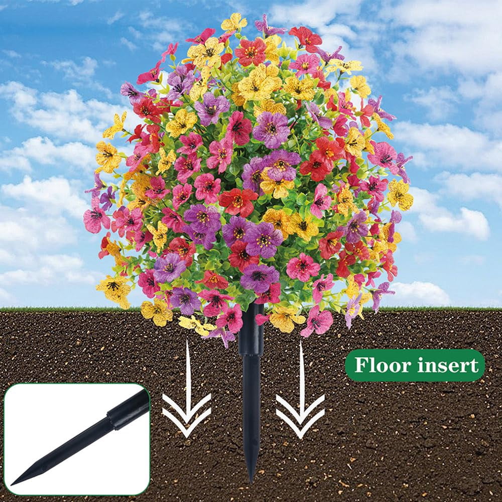 Artificial Flowers, Artificial Violet for Outdoor Indoor Garden Home Decoration, No Fade Fake Floral Stakes, UV Resistant & Waterproof, for Garden Patio Home Decor