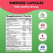 Shifaa Nutrition Energize Halal Vitamins – Natural Energy & Focus Support with B Vitamins, Caffeine & Taurine – 60 Servings, Jitter-Free