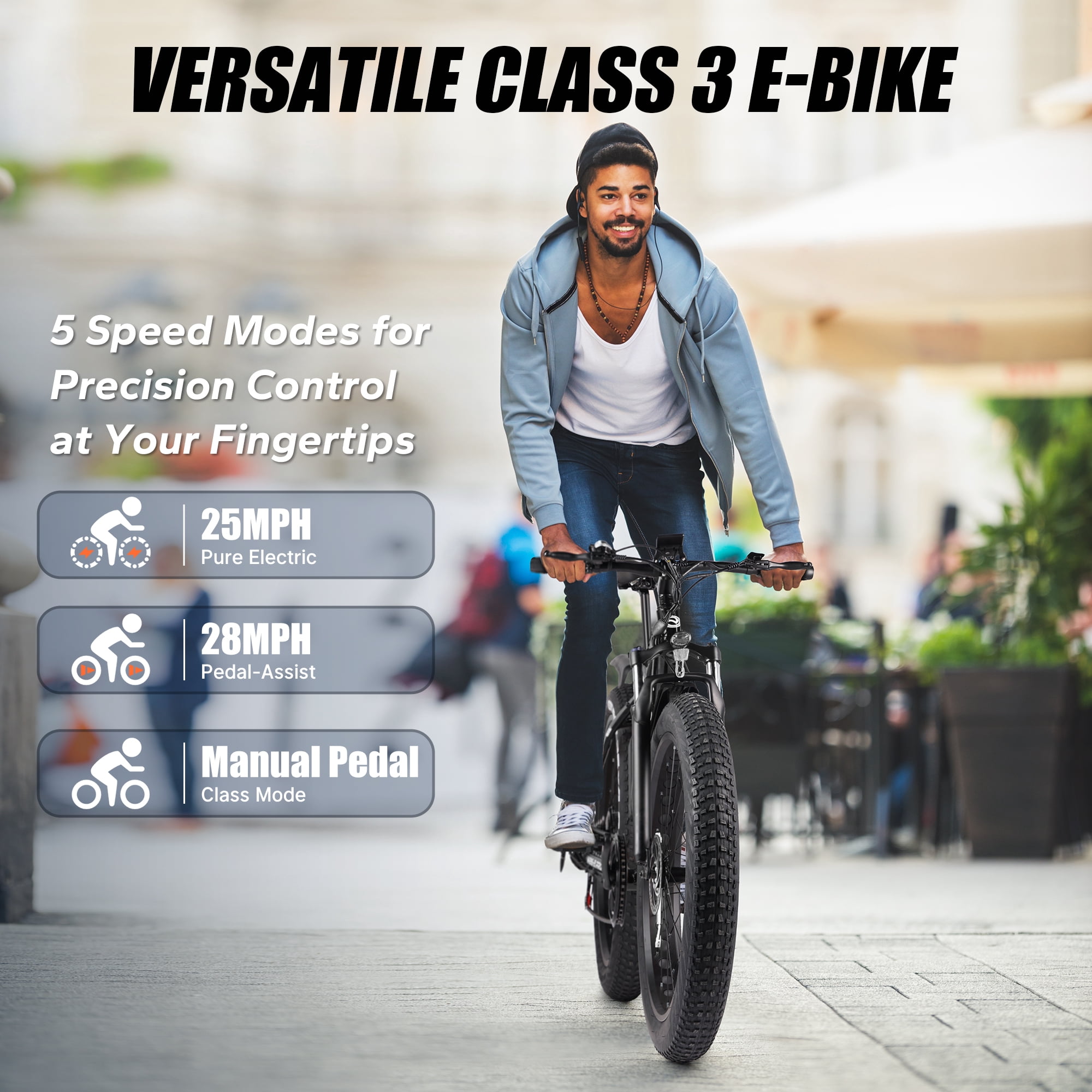 AIRWEST E Bikes - Peak 750W Ebikes for Adults - Fat Tire Electric Bike Up to 25MPH 60+ Miles with 48V 13AH Removable Battery - 26" Electric Mountain Bike Features 7-Speed, Lockable Suspension