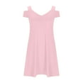 thumbnail image 6 of RYDCOT Womens Summer Casual Dress Cold Shoulder V Neck Solid Color 2024 Fashion Sundress with Pockets on Clearance, 6 of 8