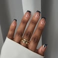 thumbnail image 2 of Press on Nails BtartBox, negro cromado, punta francesa corta y cuadrada, 2 of 7