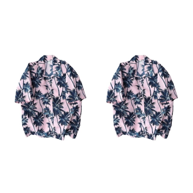Sonducket Tops con estampado geométrico de manga corta para hombre, ropa suelta, camisas hawaianas, blusa de moda para fiesta en la playa, ropa Rosa METRO 2piezas
