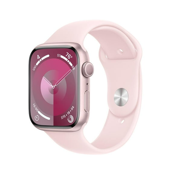 Restored Apple Watch Series 9 (GPS) 45mm Pink Aluminum Case with Light Pink Sport Band - S/M - Pink Like New (Refurbished)