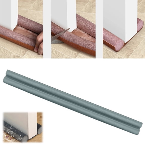 Double Sided Under Door Seal Insulation Foam Draft Excluder,Bottom Door Gap Filler Draft Stopper,Weather Stripping Noise Blocker Size Adjustable (Gray)