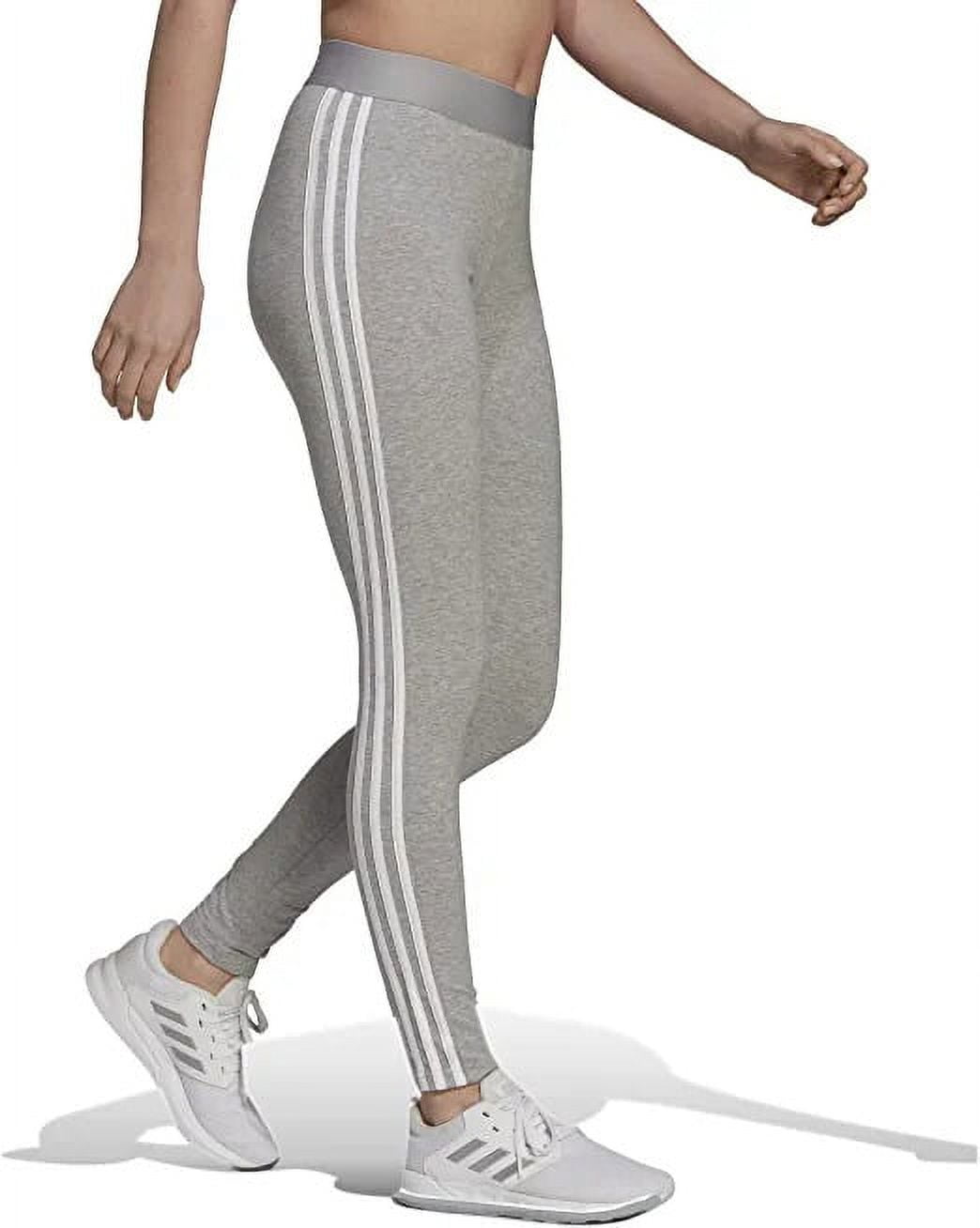 Adidas MEDIUM GREY HEATHER/WHITE Women\'s Essentials Leggings, US Medium