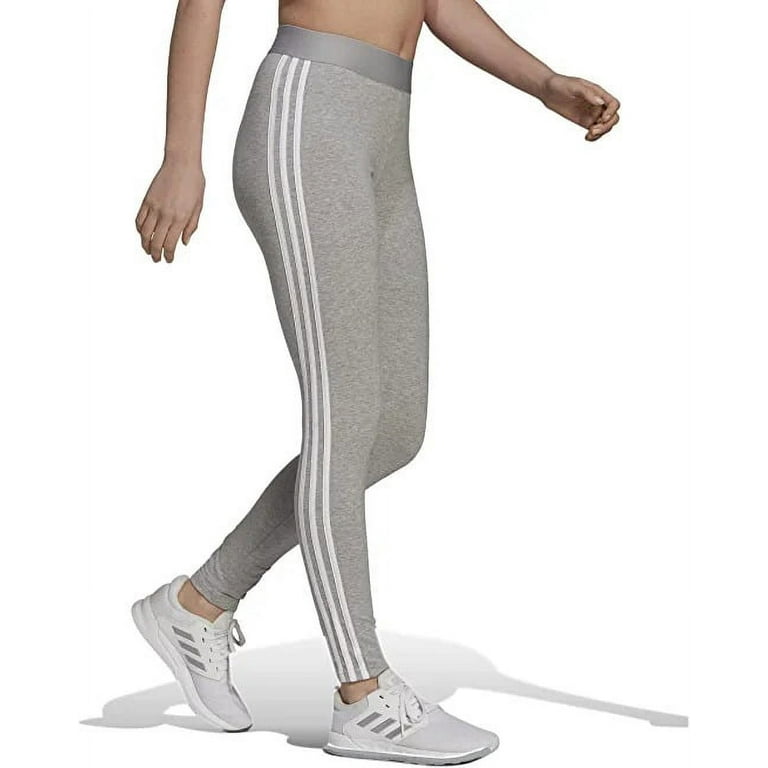 Adidas Tight Heather/White, Waist Elastic Stripes XL) 3 Women\'s Fit (Medium Grey Legging