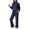 thumbnail image 2 of enyan Womens 2 Piece Outfits Solid Color Hoodies Sweatsuit Sets Tracksuit Fall Outfits for Women Lounge Set Sweat Sets for Women Dark Blue,XXL, 2 of 6