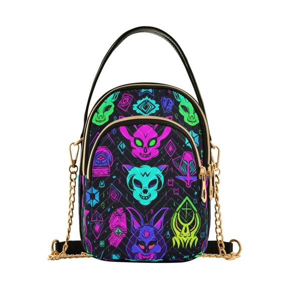 ALAZA Chain Crossbody Bags for Women Magic Cartoon Devils Shoulder Handbag Phone Purse