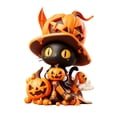 thumbnail image 2 of Halloween Decorations, Cute Halloween Decor, Halloween Pumpkin Decorations, Halloween Home Decor Indoor, 6X4.5 in Small Black Cat Witch Figure with Jack-O-Lantern Accents for, 2 of 9