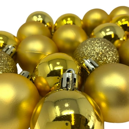1.5 Inch Shiny, Matte and Glitter Gold Christmas Ball Ornaments 20 Piece Set