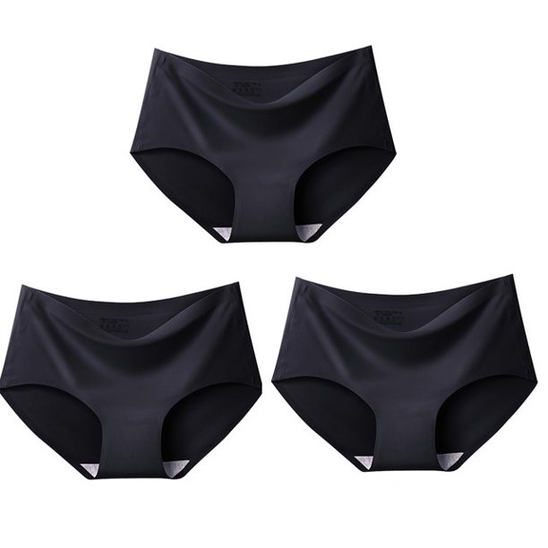 ZXYOUPING 3pcs Mujeres Bragas Sin Costuras De Seda De Hielo Rastro Ropa Interior De Cintura Media Color Caramelo Algodón Entrepierna Lencería M-XXLpangjing