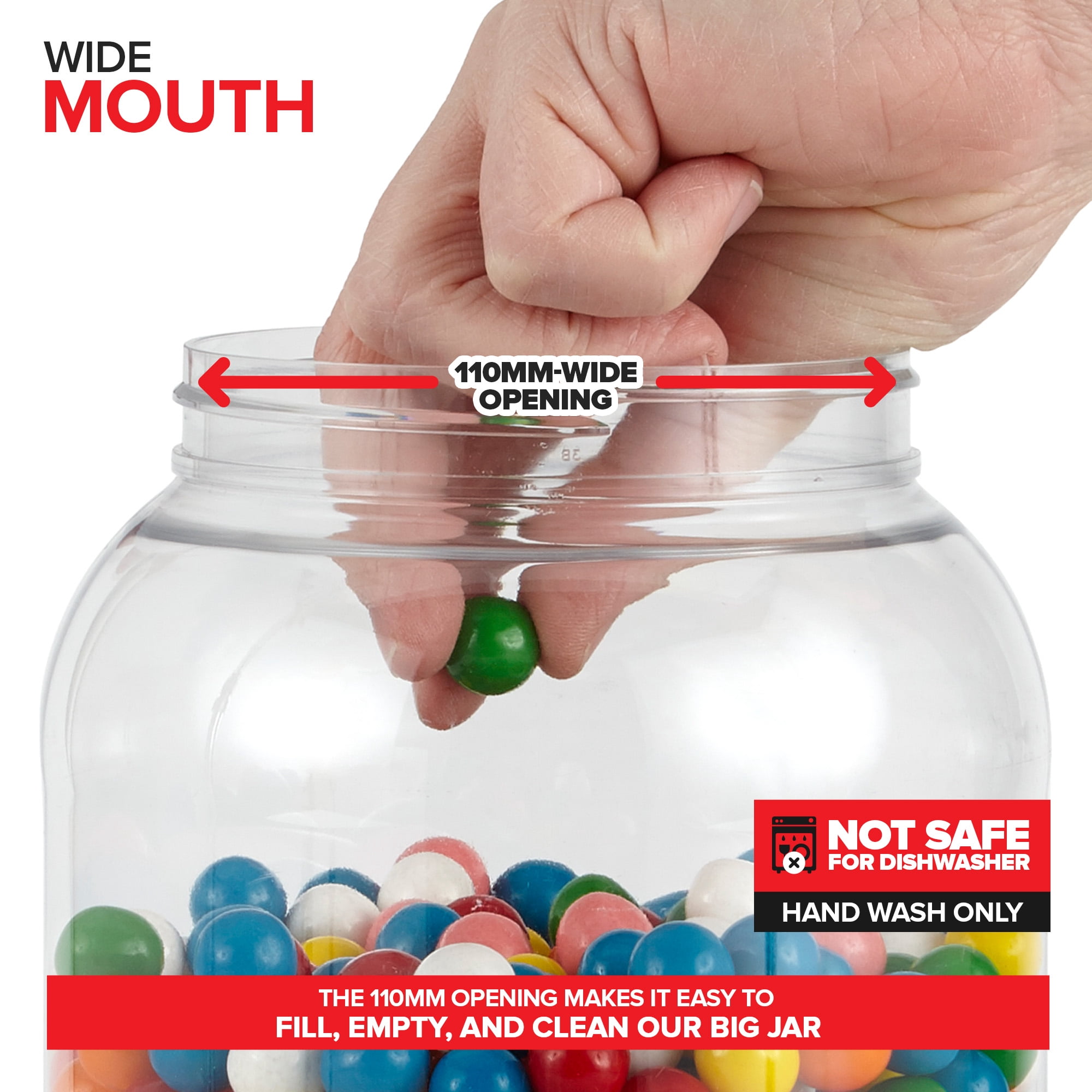 Stock Your Home 1 Gallon Clear Plastic Jars with Lids (2 Pack) 128 oz Wide Mouth Large Jar with Lid, Big Container for Candy, Cookies, Arts & Crafts, Bartender Money Tips, Kitchen & Pantry Storage