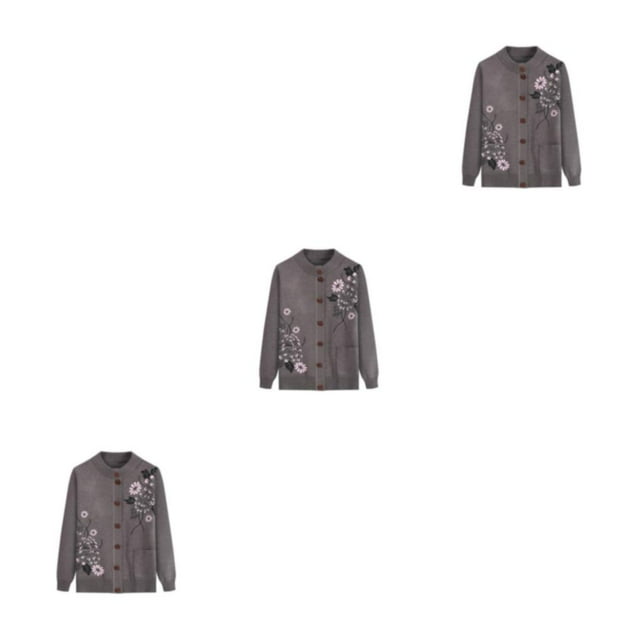 Baohd Elderly Women Knit Sweater Warm Exquisite Workmanship Wide Application khaki 3Set