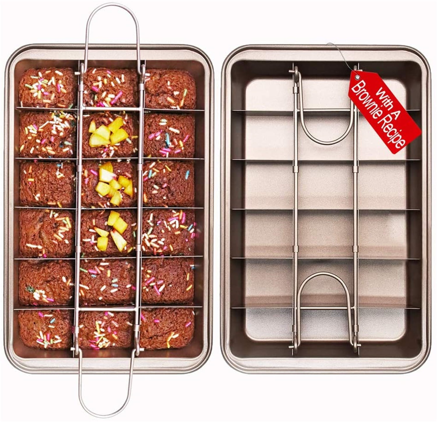 Kepooman 18 Lattice High Carbon Steel Non-stick Cake Pans with Dividers, Gold
