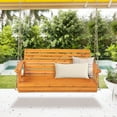 thumbnail image 4 of Gymax 2-Person Porch Swing Chair Wooden Garden Swing Bench w/ Adjustable Chains Orange, 4 of 9